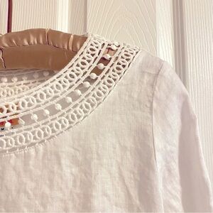 Ruby Rd 100% Linen Top White Size Medium